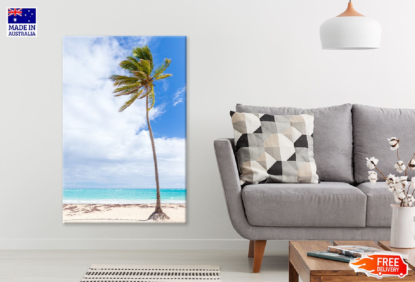 Coconut Palm Tree on Sandy Sea Photograph Print 100% Australian Made