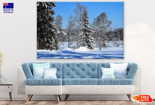 Snow Covered Trees & Snow Field Photograph Print 100% Australian Made
