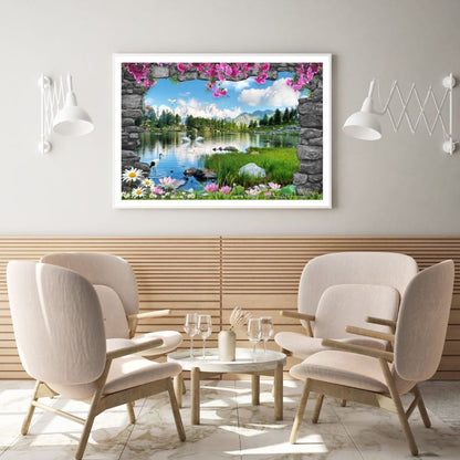 Lake Scenery View with Birds Home Decor Premium Quality Poster Print Choose Your Sizes