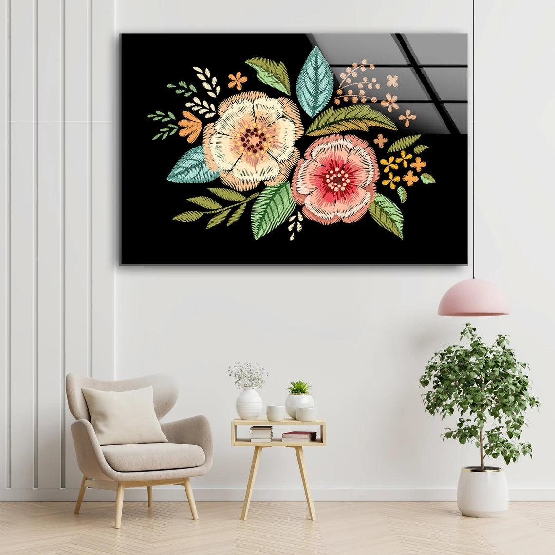 Colorful Floral Vector Design Acrylic Glass Print Tempered Glass Wall Art 100% Made in Australia Ready to Hang