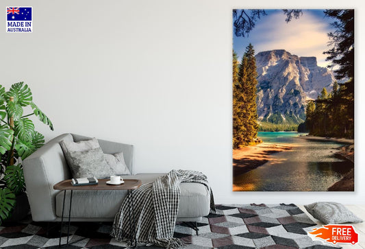 Italy Mountain & Lake with Forest View Photograph Print 100% Australian Made
