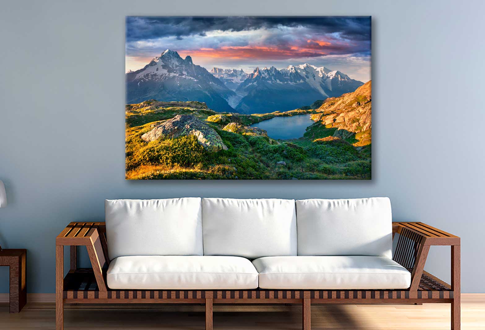 Bella Home Sunrise & Lake near Mountain View Print Canvas Ready to hang