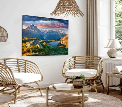 Bella Home Sunrise & Lake near Mountain View Print Canvas Ready to hang