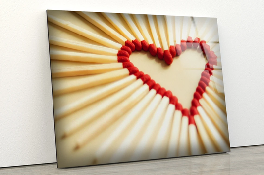 Heart Shaped Match Sticks Photograph Acrylic Glass Print Tempered Glass Wall Art 100% Made in Australia Ready to Hang