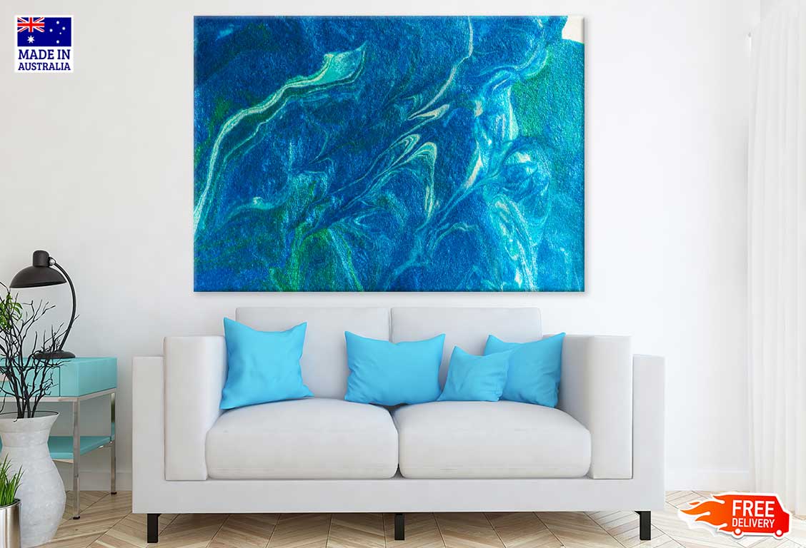 Blue Green Wall Abstract Painting Print 100% Australian Made