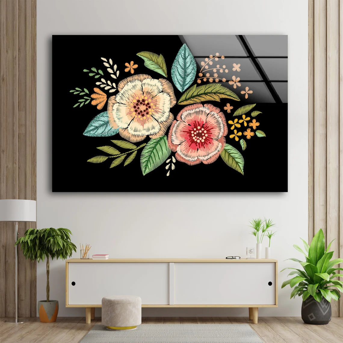 Colorful Floral Vector Design Acrylic Glass Print Tempered Glass Wall Art 100% Made in Australia Ready to Hang