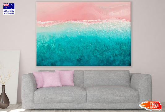 Tropical Pink Beach with Blue Sea Komodo Islands Print 100% Australian Made