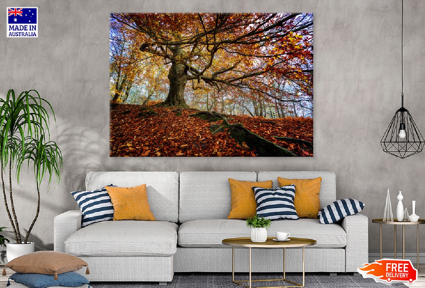 Autumn Oak Tree in Forest View Photograph Print 100% Australian Made