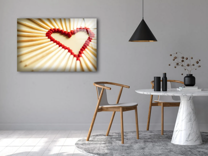 Heart Shaped Match Sticks Photograph Acrylic Glass Print Tempered Glass Wall Art 100% Made in Australia Ready to Hang