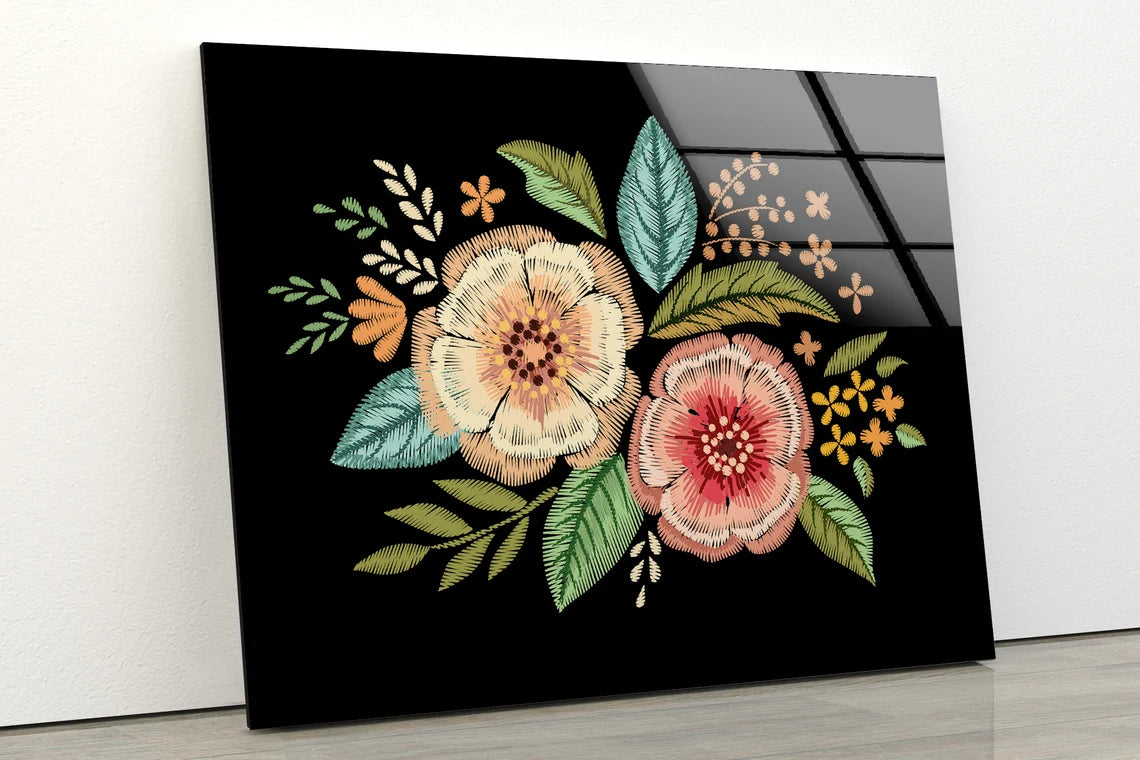 Colorful Floral Vector Design Acrylic Glass Print Tempered Glass Wall Art 100% Made in Australia Ready to Hang