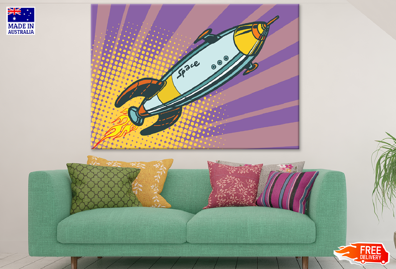 Rocket Illustration Print 100% Australian Made