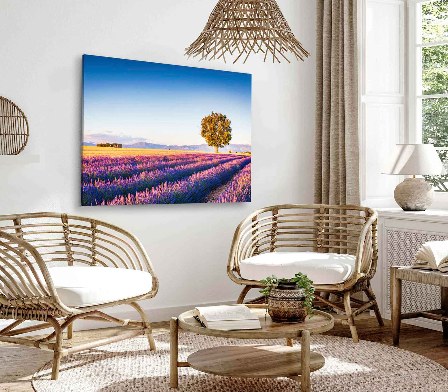 Bella Home Lavender Field Summer Sunset In France Print Canvas Ready to hang