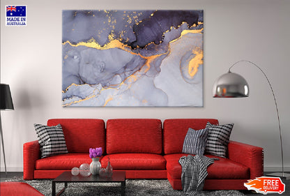 Grey & Gold Fluid Abstract Design Print 100% Australian Made