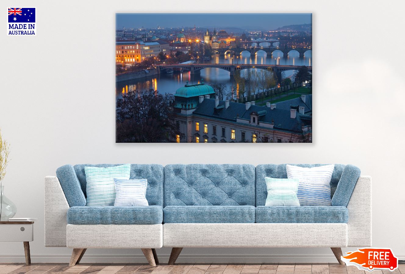 Czech Republic Prague City Night View Photograph Print 100% Australian Made