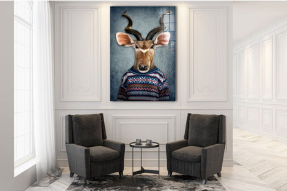 Deerhead Abstract Art Print Tempered Glass Wall Art 100% Made in Australia Ready to Hang