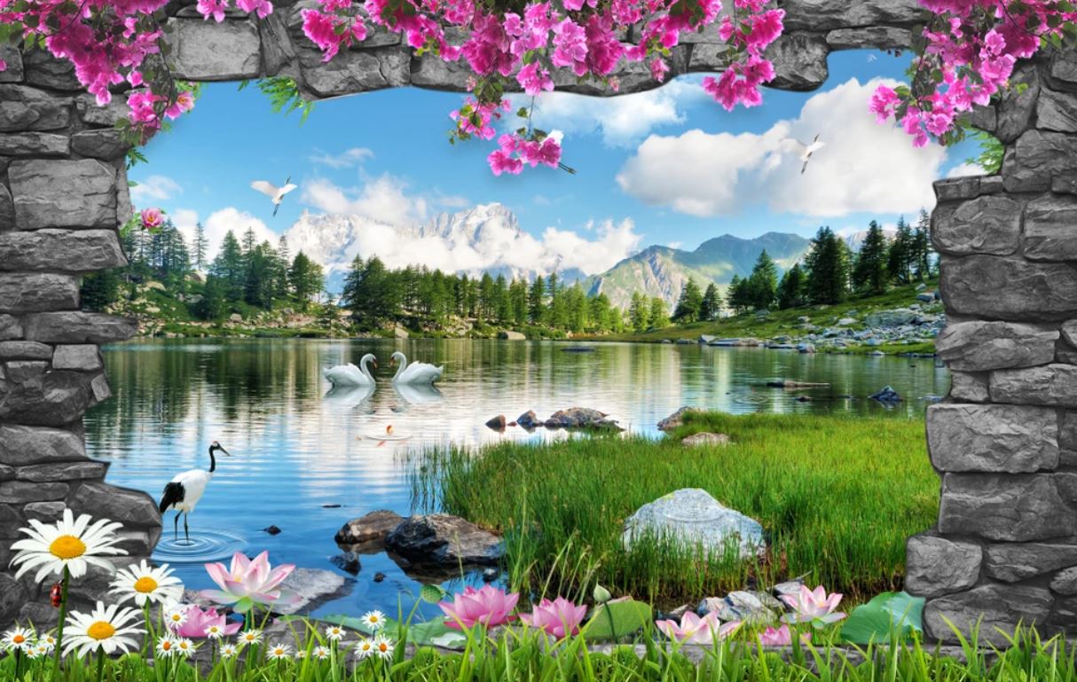 Lake Scenery View with Birds Home Decor Premium Quality Poster Print Choose Your Sizes
