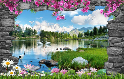 Lake Scenery View with Birds Home Decor Premium Quality Poster Print Choose Your Sizes