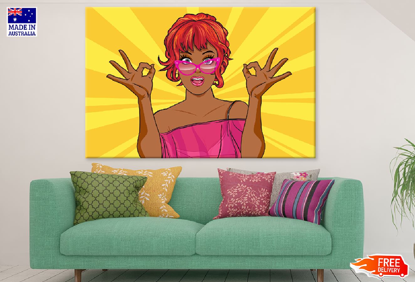 Girl with Red Hair & Sunglasses Print 100% Australian Made