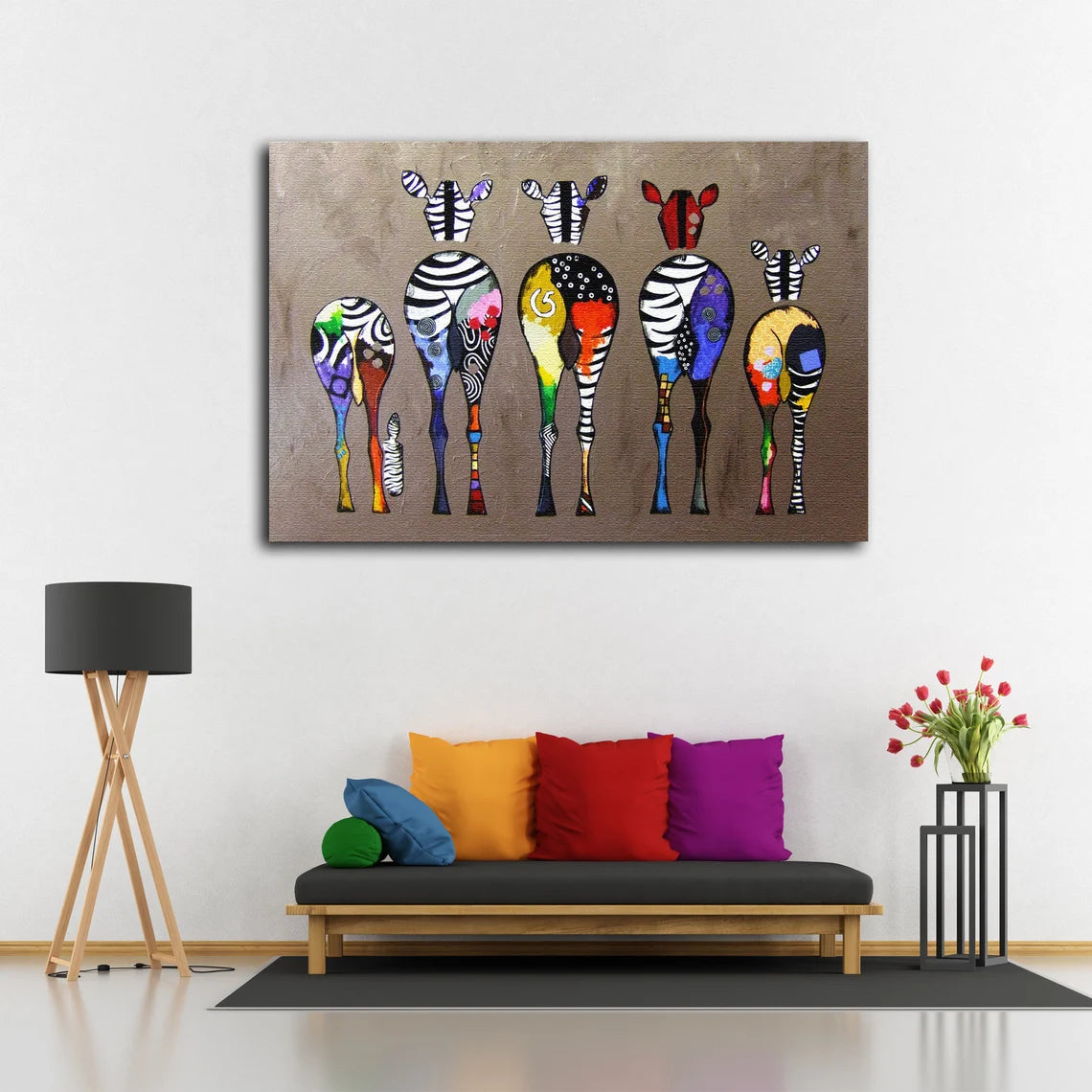 Colorful Zebras Painting Acrylic Glass Print Tempered Glass Wall Art 100% Made in Australia Ready to Hang