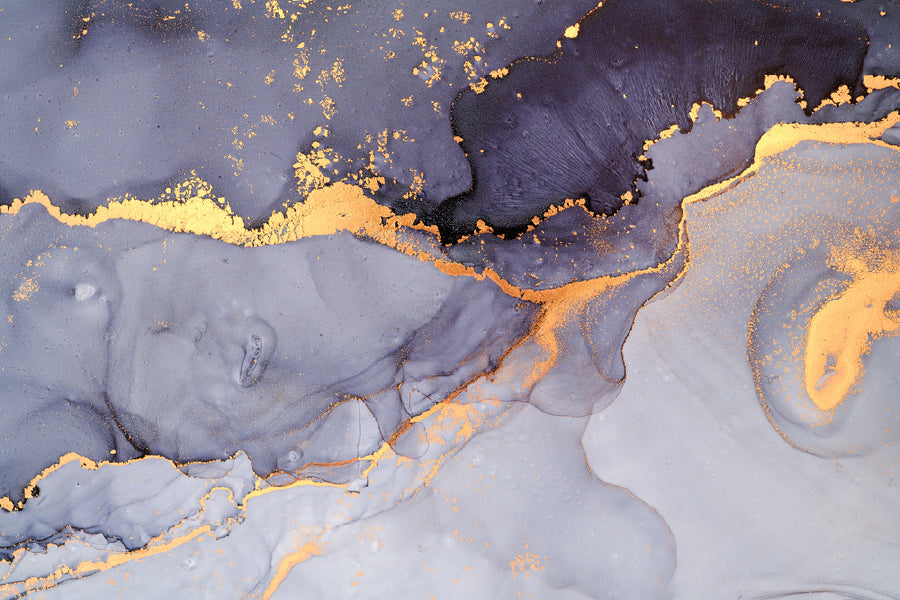 Grey & Gold Fluid Abstract Design Print 100% Australian Made