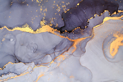 Grey & Gold Fluid Abstract Design Print 100% Australian Made