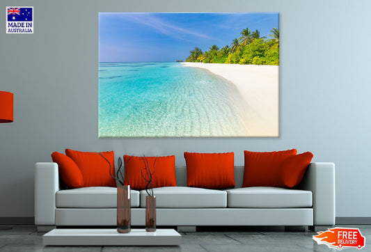 Tranquil Beach & Palm Trees View Photograph Print 100% Australian Made