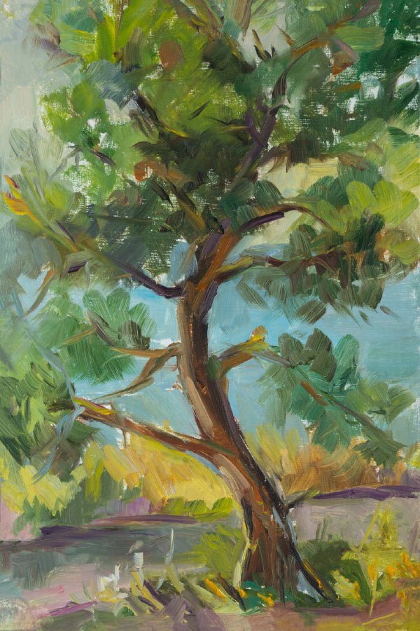 Green Tree in Forest Oil Painting Print 100% Australian Made