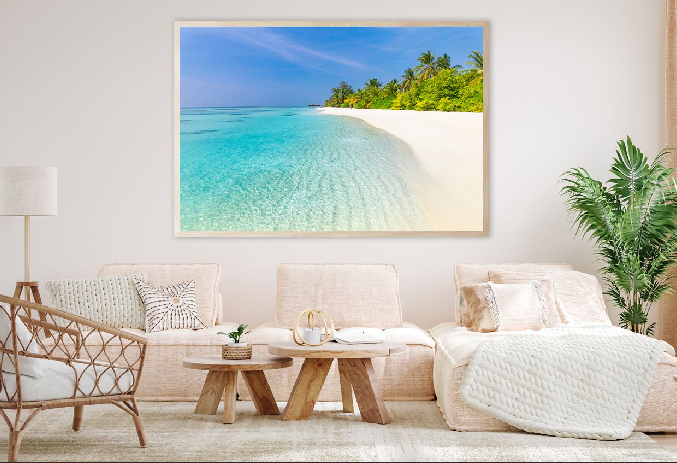 Tranquil Beach & Palm Trees View Photograph Home Decor Premium Quality Poster Print Choose Your Sizes