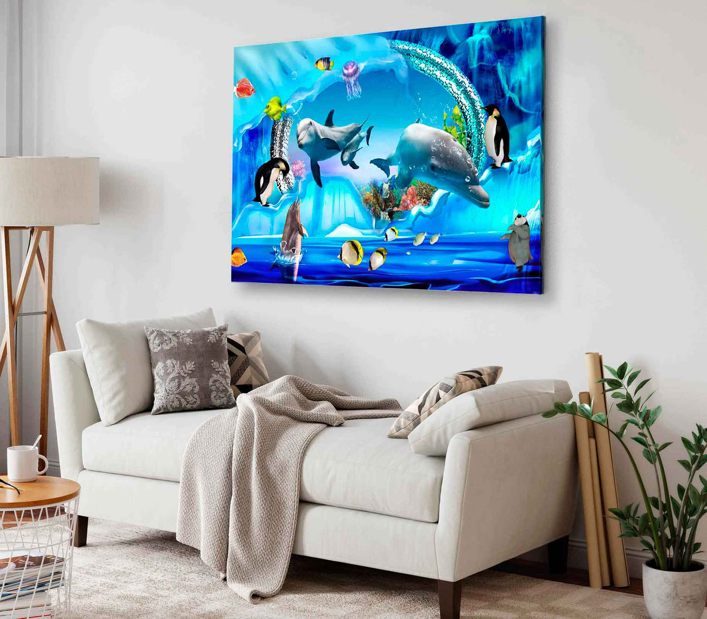 Bella Home Underwater Sea Creatures Fish 3D Print Canvas Ready to hang