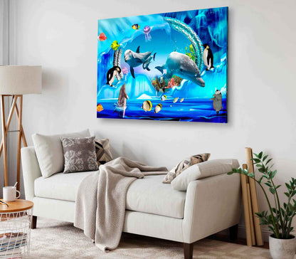 Bella Home Underwater Sea Creatures Fish 3D Print Canvas Ready to hang