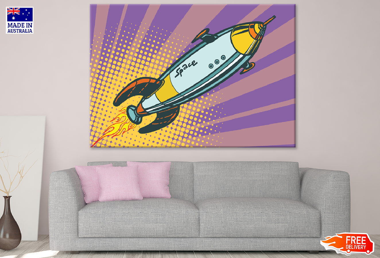 Rocket Illustration Print 100% Australian Made