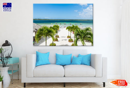 Beach Paradise with Palm Trees Photograph Print 100% Australian Made