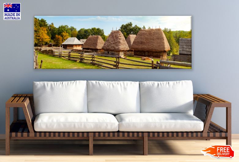 Panoramic Canvas Village View High Quality 100% Australian made wall Canvas Print ready to hang