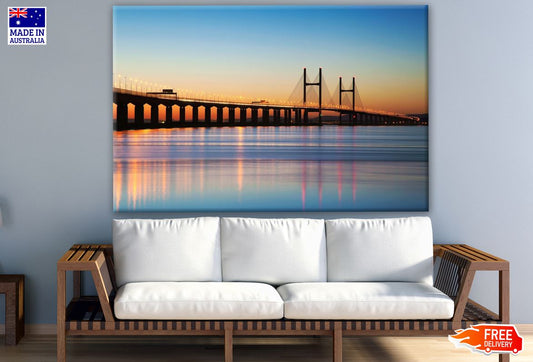 Long Bridge Over Beach at Sunset Photograph Print 100% Australian Made
