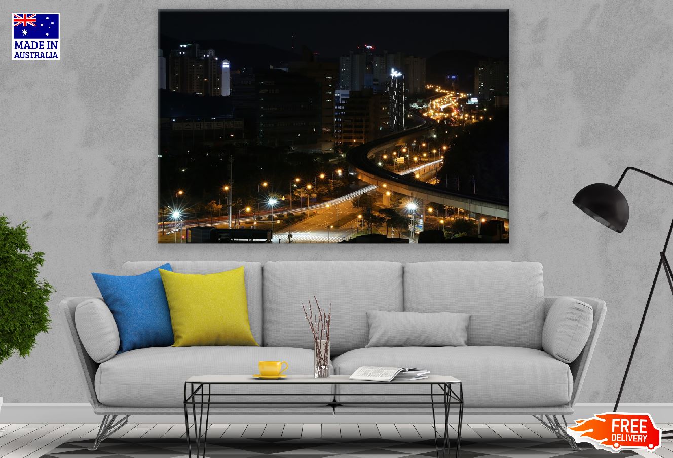 Cityscape & Highway Night View Photograph Print 100% Australian Made
