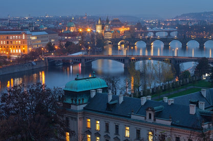 Czech Republic Prague City Night View Photograph Print 100% Australian Made