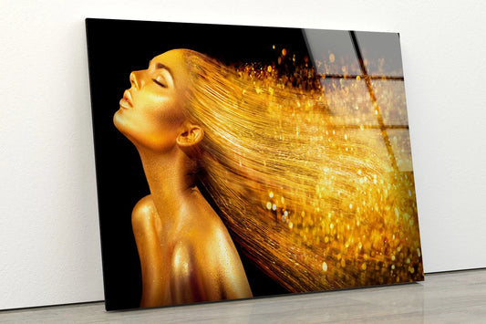 Gold Girl Photograph Acrylic Glass Print Tempered Glass Wall Art 100% Made in Australia Ready to Hang