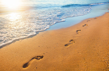 Foot Prints on Sea Shore Sunset Home Decor Premium Quality Poster Print Choose Your Sizes