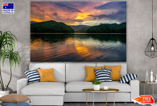 Lake & Forest at Sunset Scenery Print 100% Australian Made