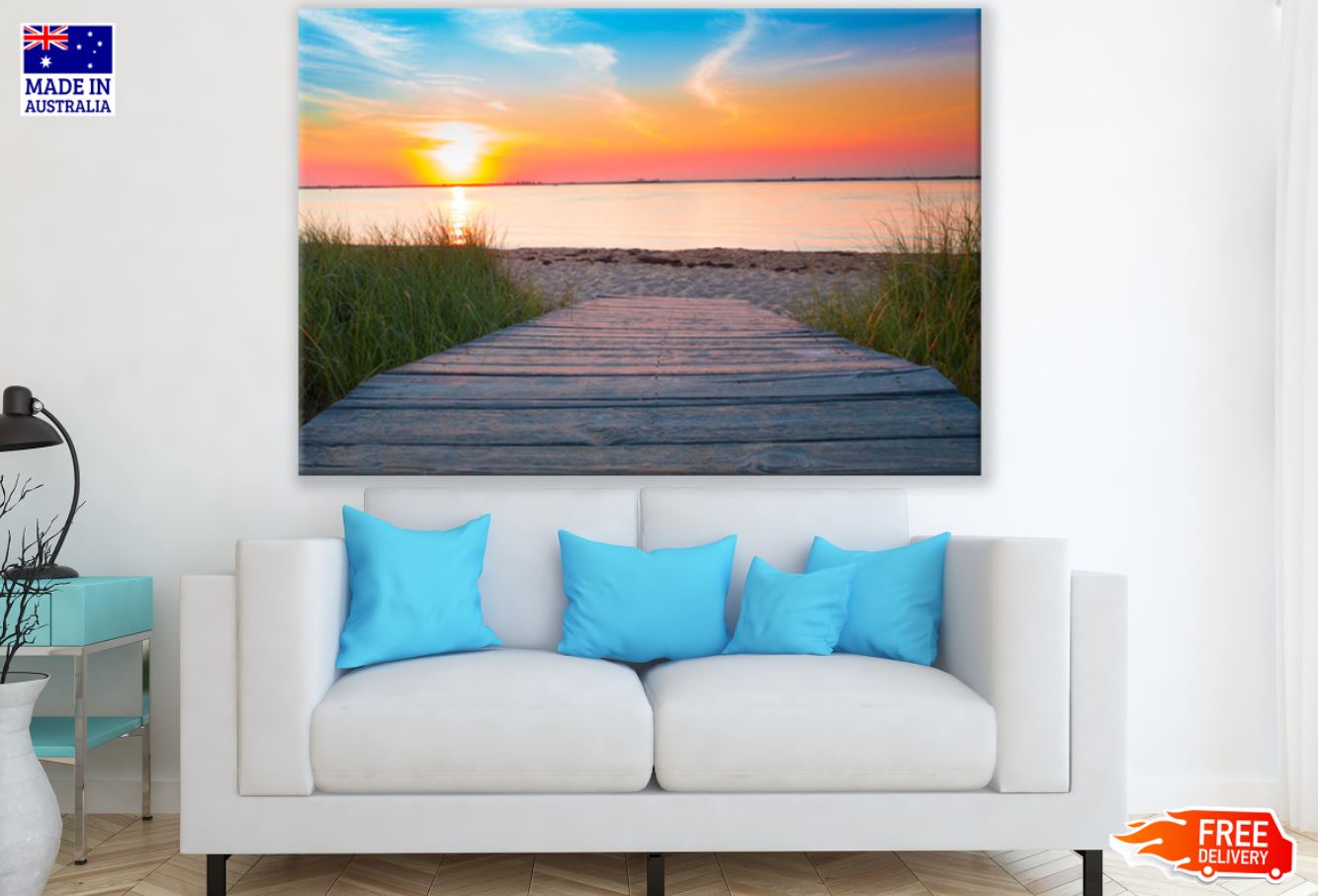 Sand Path to Sea Sunset Scenery Print 100% Australian Made