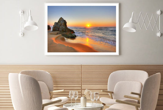Rock on Sea Sunset Scenery View Home Decor Premium Quality Poster Print Choose Your Sizes