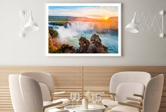 Stunning Waterfall Scenery Sunset Home Decor Premium Quality Poster Print Choose Your Sizes