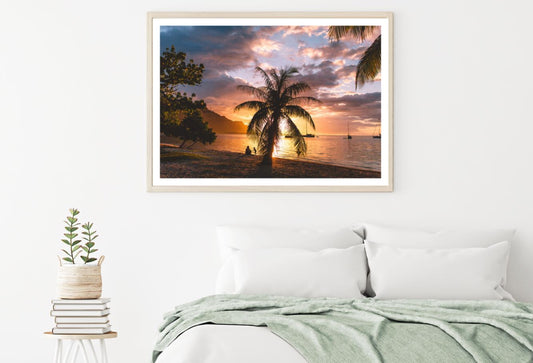 Palm Trees Near Sea Sunset Scenic Home Decor Premium Quality Poster Print Choose Your Sizes