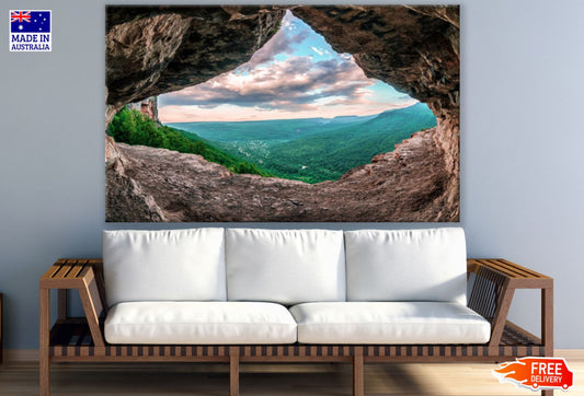 Rock Cave & Forest Sky View Print 100% Australian Made