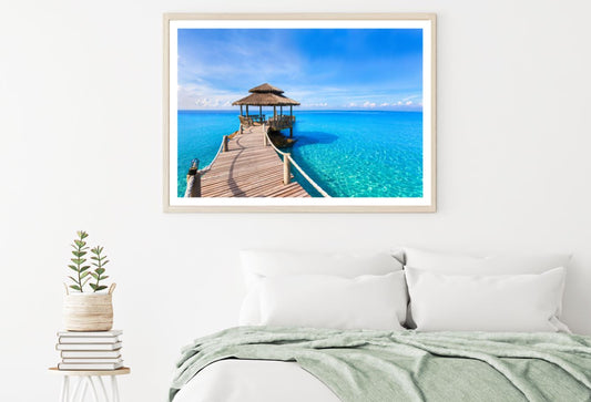 Wooden Pier & Hut Over Sea View Home Decor Premium Quality Poster Print Choose Your Sizes