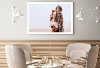 Girl with Feather Headdress View Home Decor Premium Quality Poster Print Choose Your Sizes