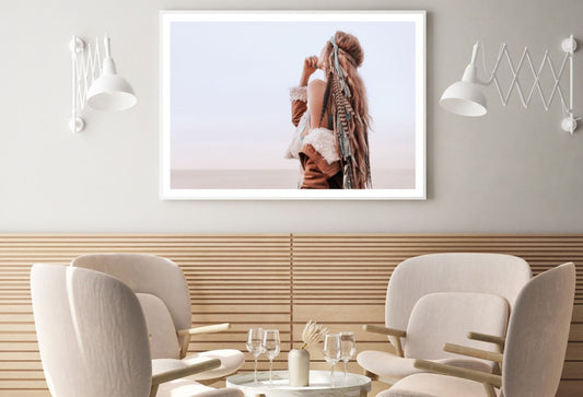 Girl with Feather Headdress View Home Decor Premium Quality Poster Print Choose Your Sizes