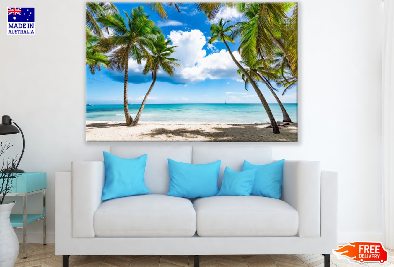 Palm Trees at Sea Scenery View Print 100% Australian Made