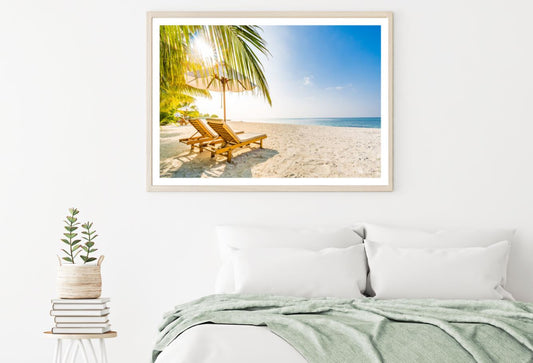 Palm Trees & Beach Hut on Shore Home Decor Premium Quality Poster Print Choose Your Sizes