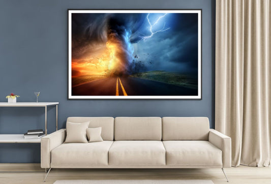 Tornado with Sunset & Lightning Home Decor Premium Quality Poster Print Choose Your Sizes